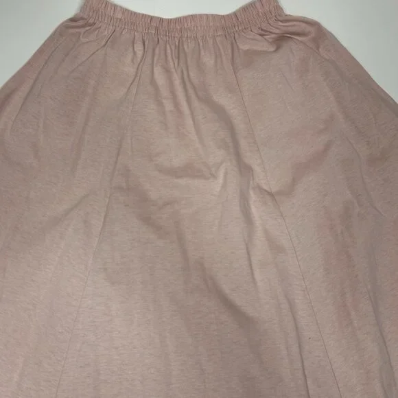 Vtg LAND'S END Maxi Skirt 100% Cotton Knit Elastic Waist Pockets Pink Sz ST USA - Picture 3 of 9